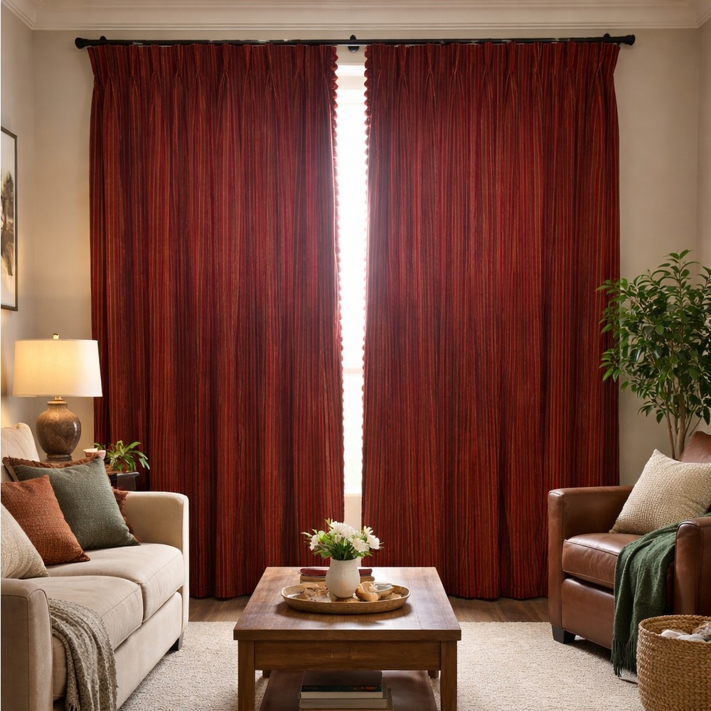 Elegant burnt orange and brown drapes